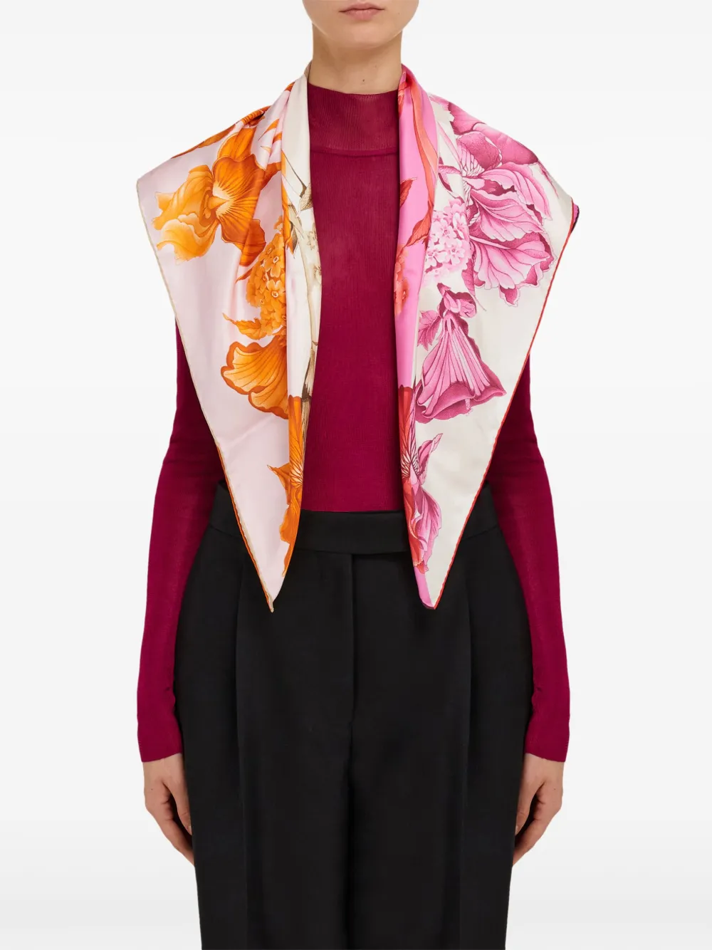 Ferragamo Zijden sjaal met print Wit