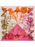 Ferragamo Hydrangea print silk scarf - White