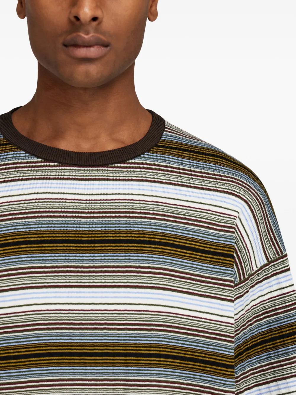 Ferragamo Gestreept T-shirt White Expresso Oxblood