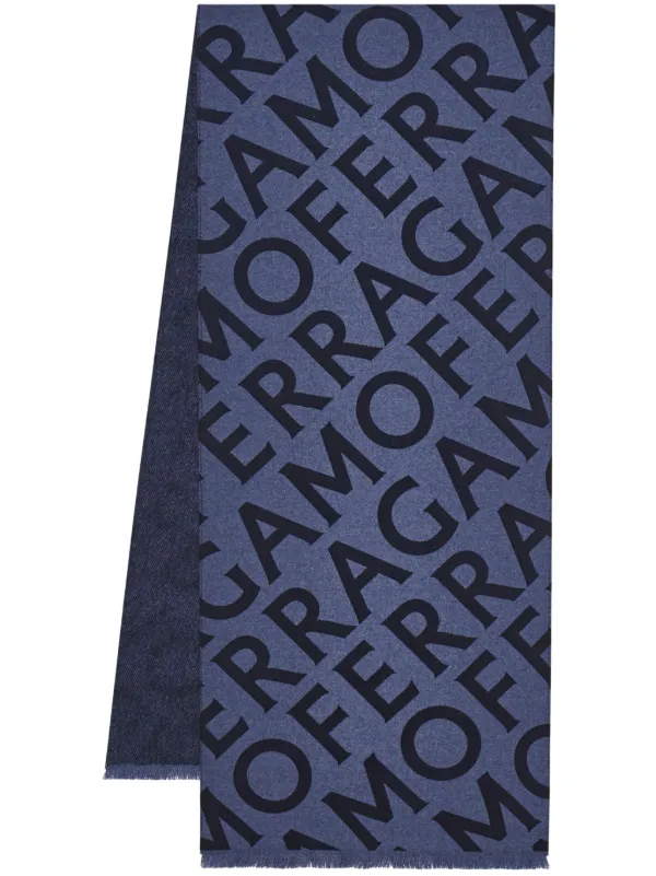 Ferragamo リバーシブル ロゴ スカーフ | ブルー | FARFETCH JP