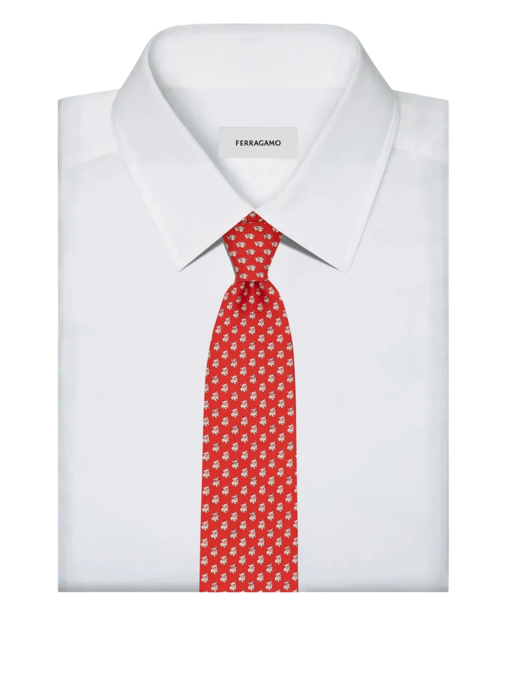 Ferragamo Zijden stropdas met print Rood