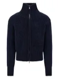 Ferragamo high-collar ribbed-wool jacket - Blue