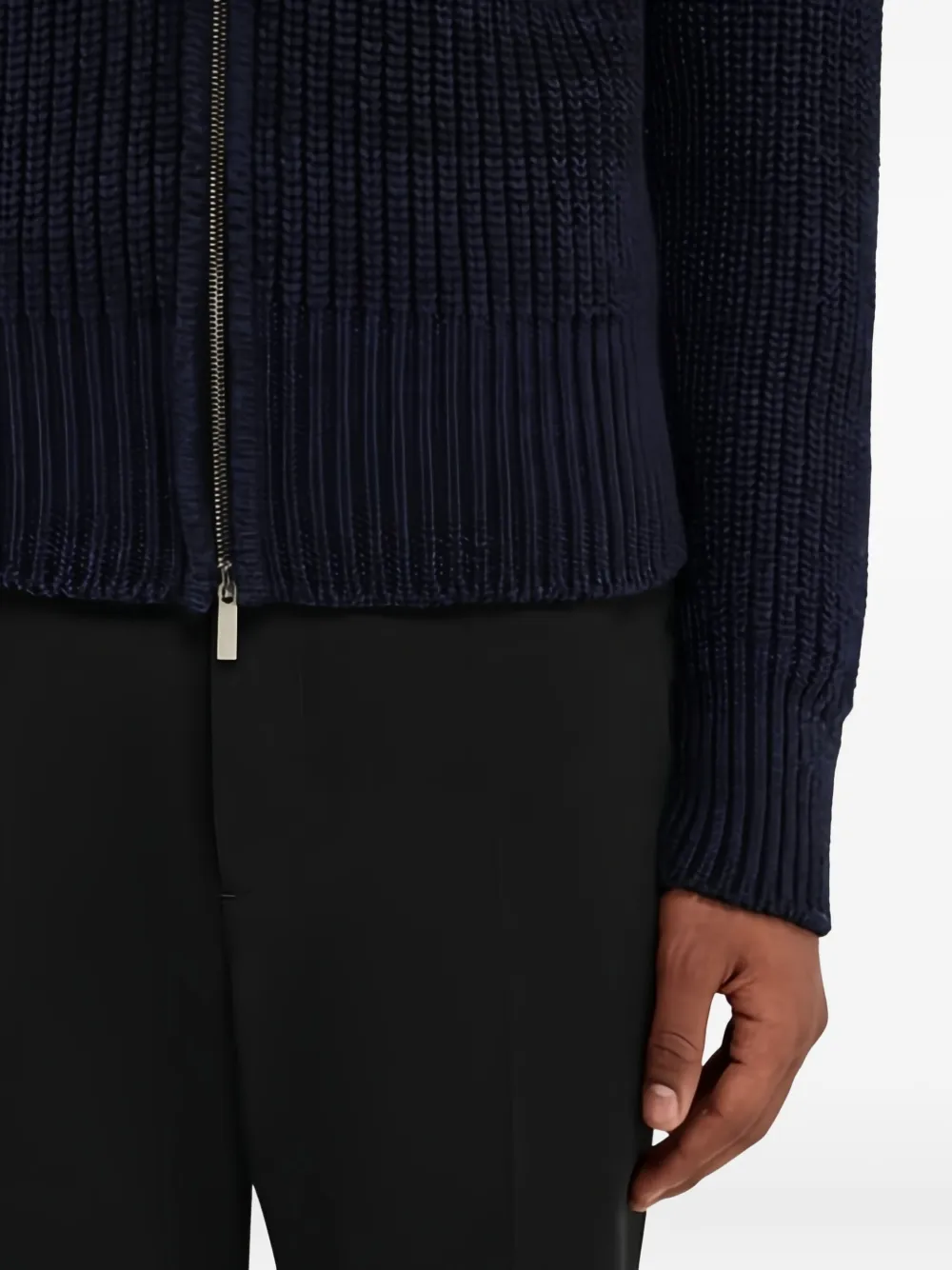 Ferragamo High-collar Ribbed-wool Jacket In Blue