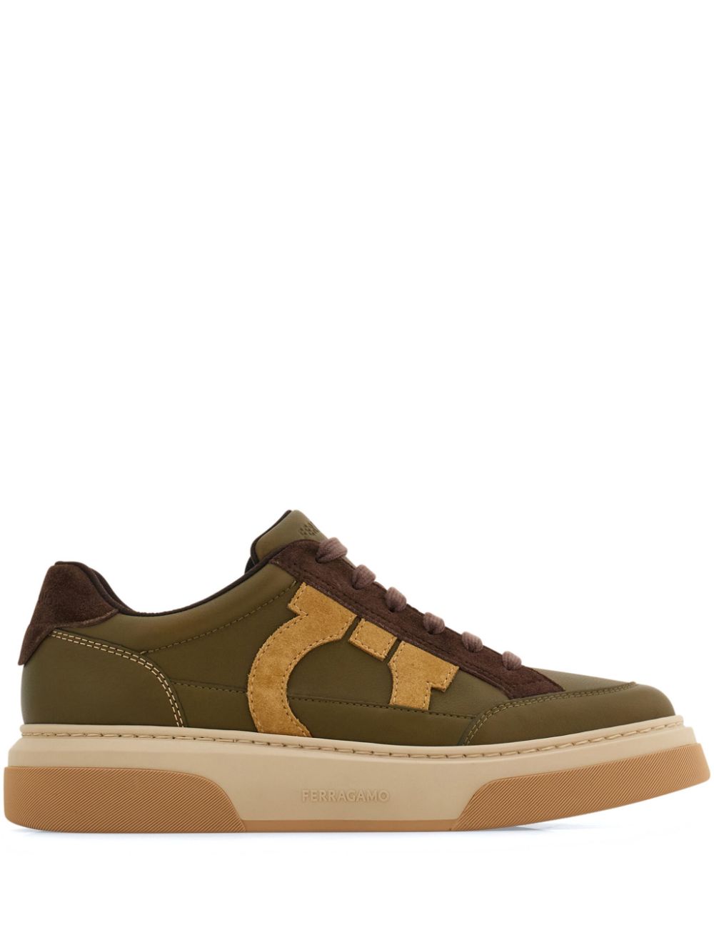 Ferragamo Leren sneakers met gancini ornament Groen