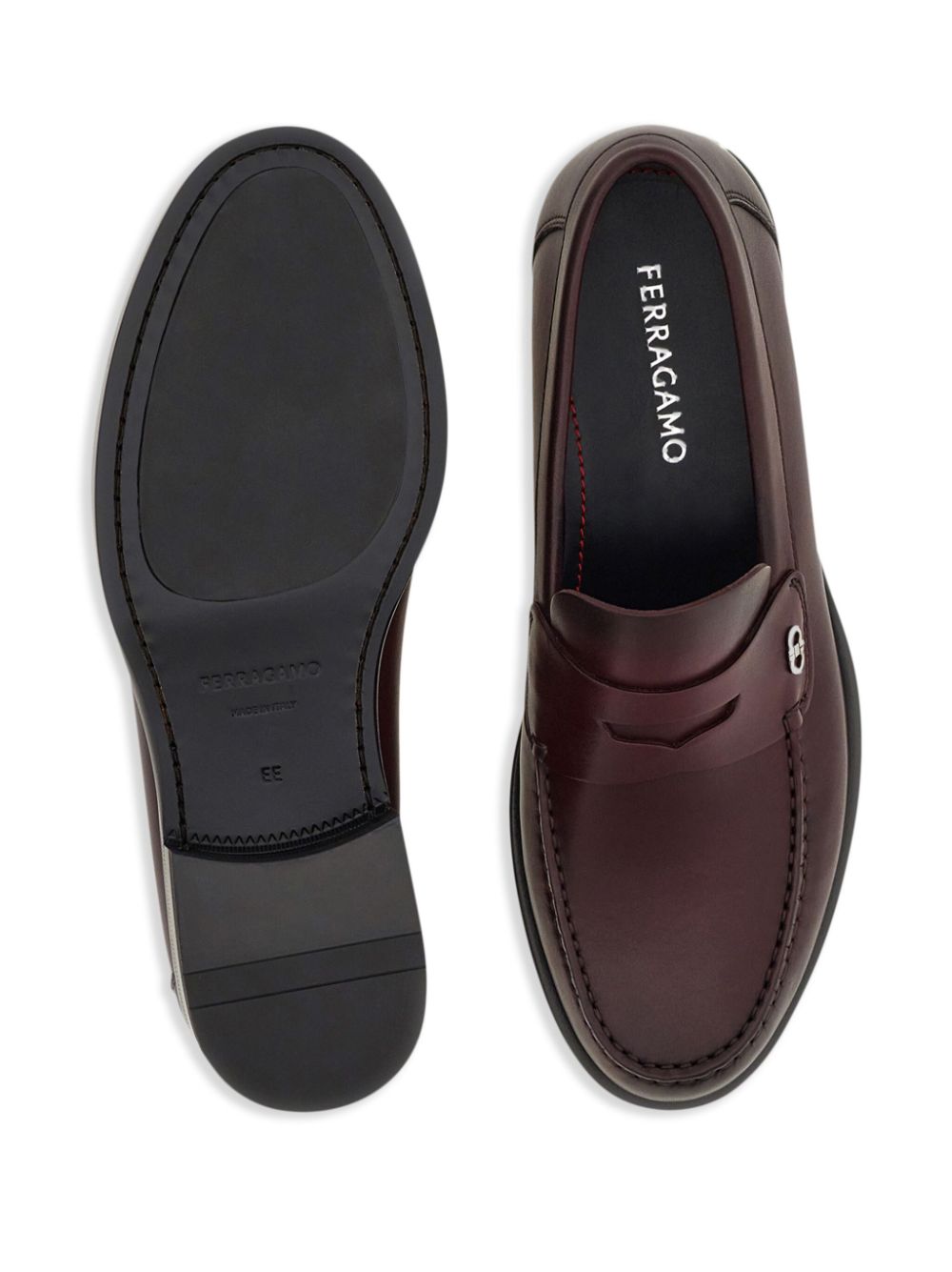 Ferragamo Leren loafers met Gancini-plakkaat Rood