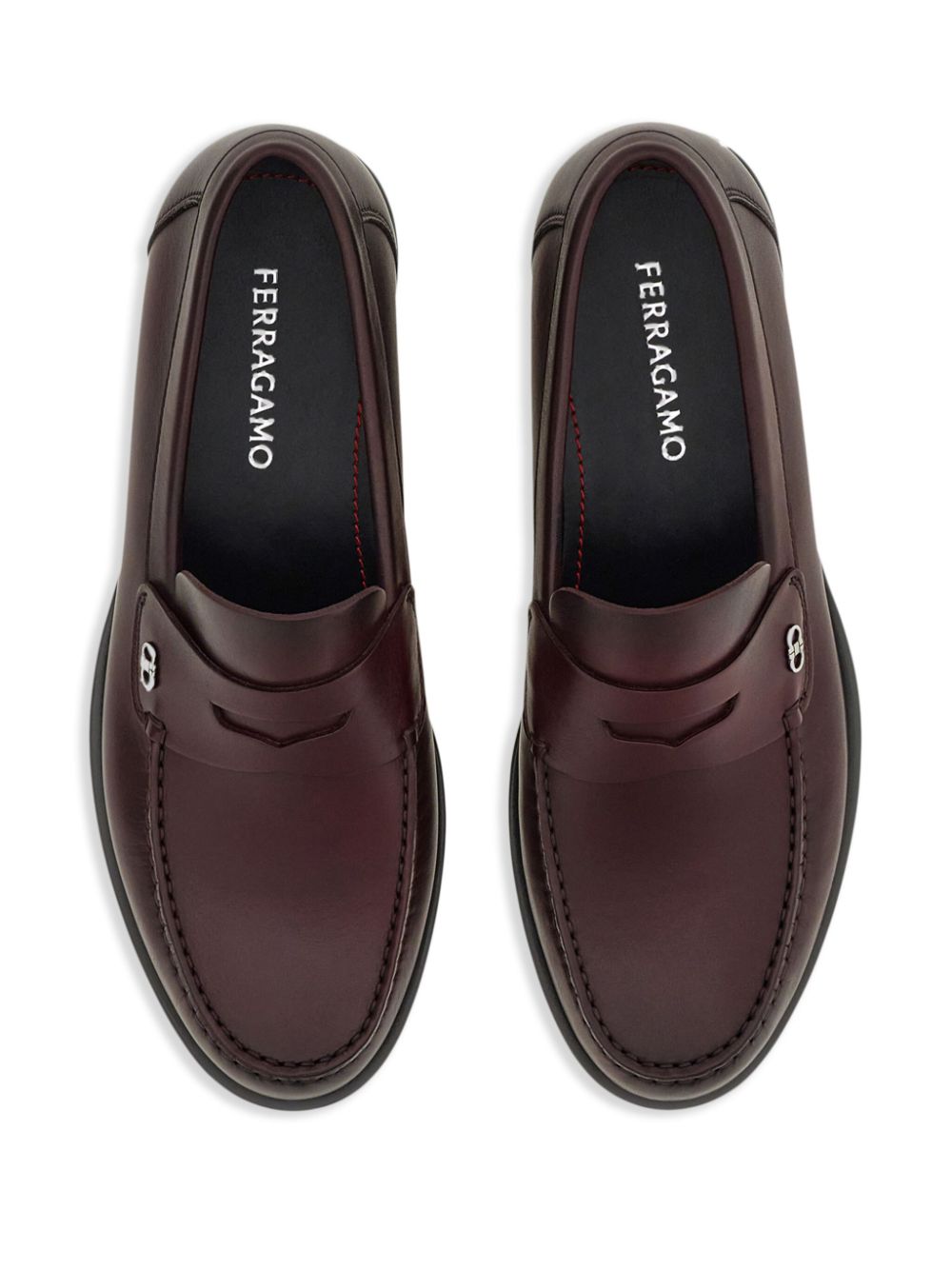 Ferragamo Leren loafers met Gancini-plakkaat Rood