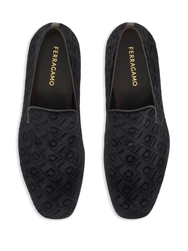 FERRAGAMO 黒 ベルベット ローファー Ferragamo ベルベット ローファー | ブラック | FARFETCH JP