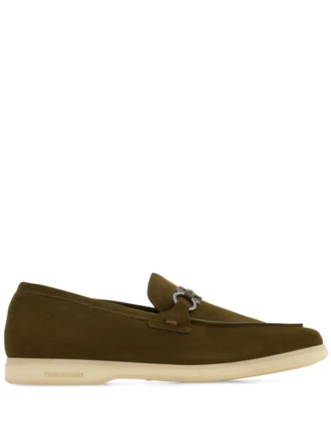 Ferragamo Gancini-plaque suede loafers