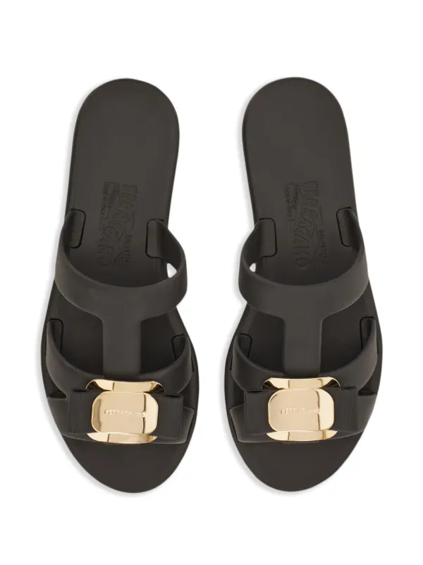 Ferragamo New Vara Plate Sandals | Black | FARFETCH