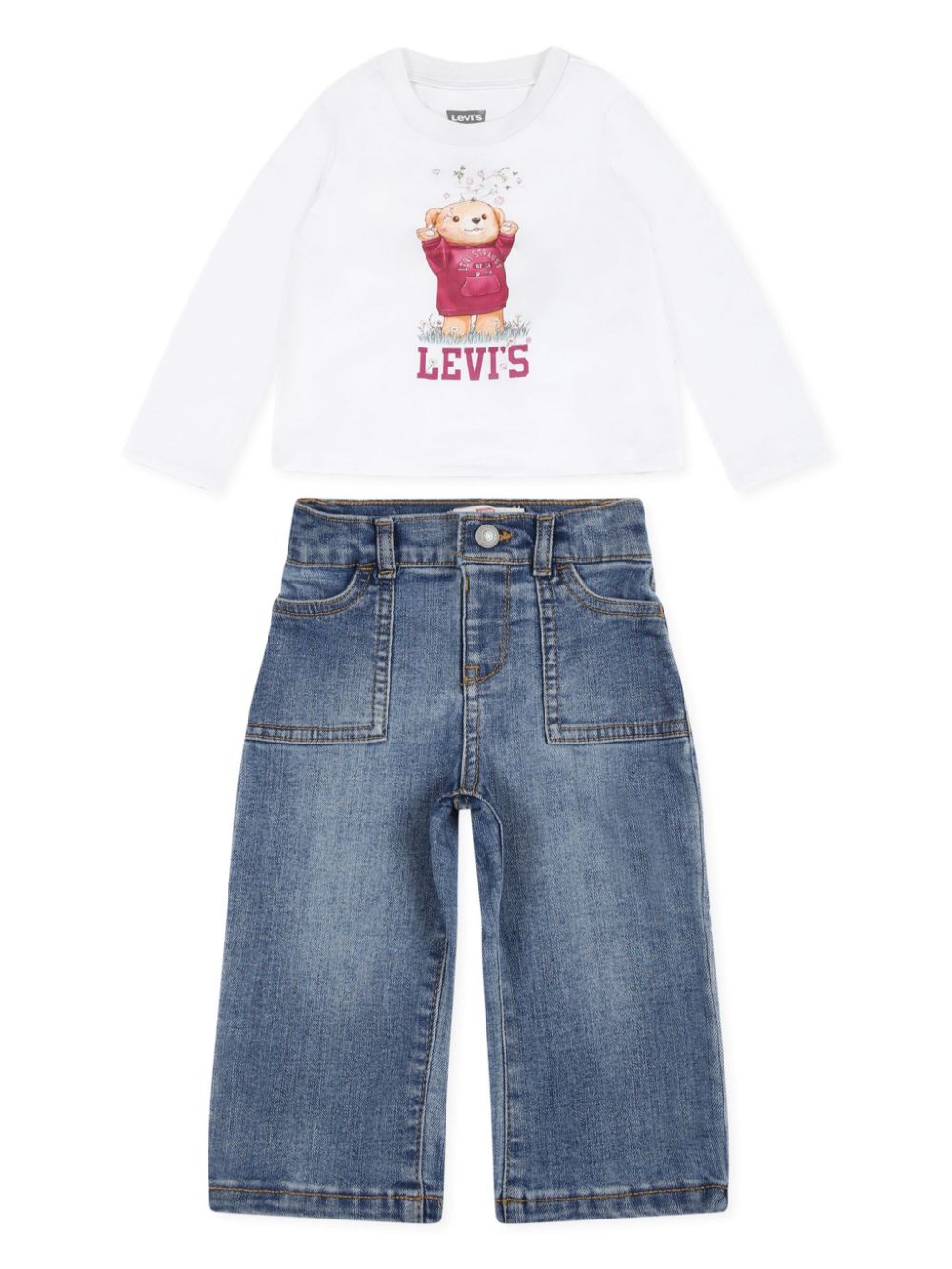 Levi s Kids Set T shirt e Jeans Con Stampa Blu FARFETCH IT