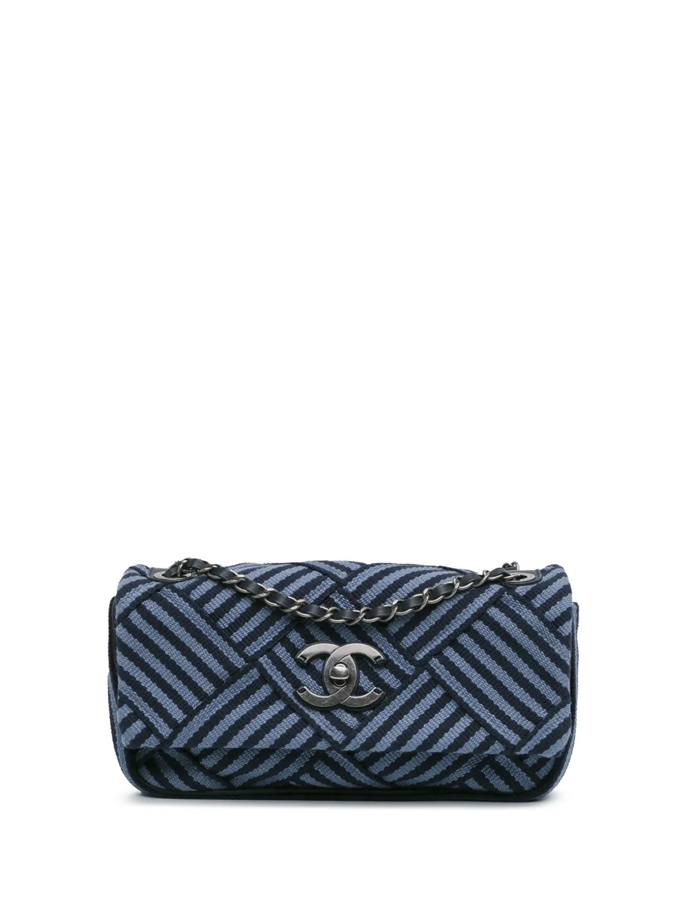 CHANEL Pre-Owned 2016-2017 Canvas Stripe Flap shoulder bag | Blue | Image 1
