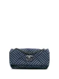 CHANEL Pre-Owned 2016-2017 Canvas Stripe Flap shoulder bag - Blue