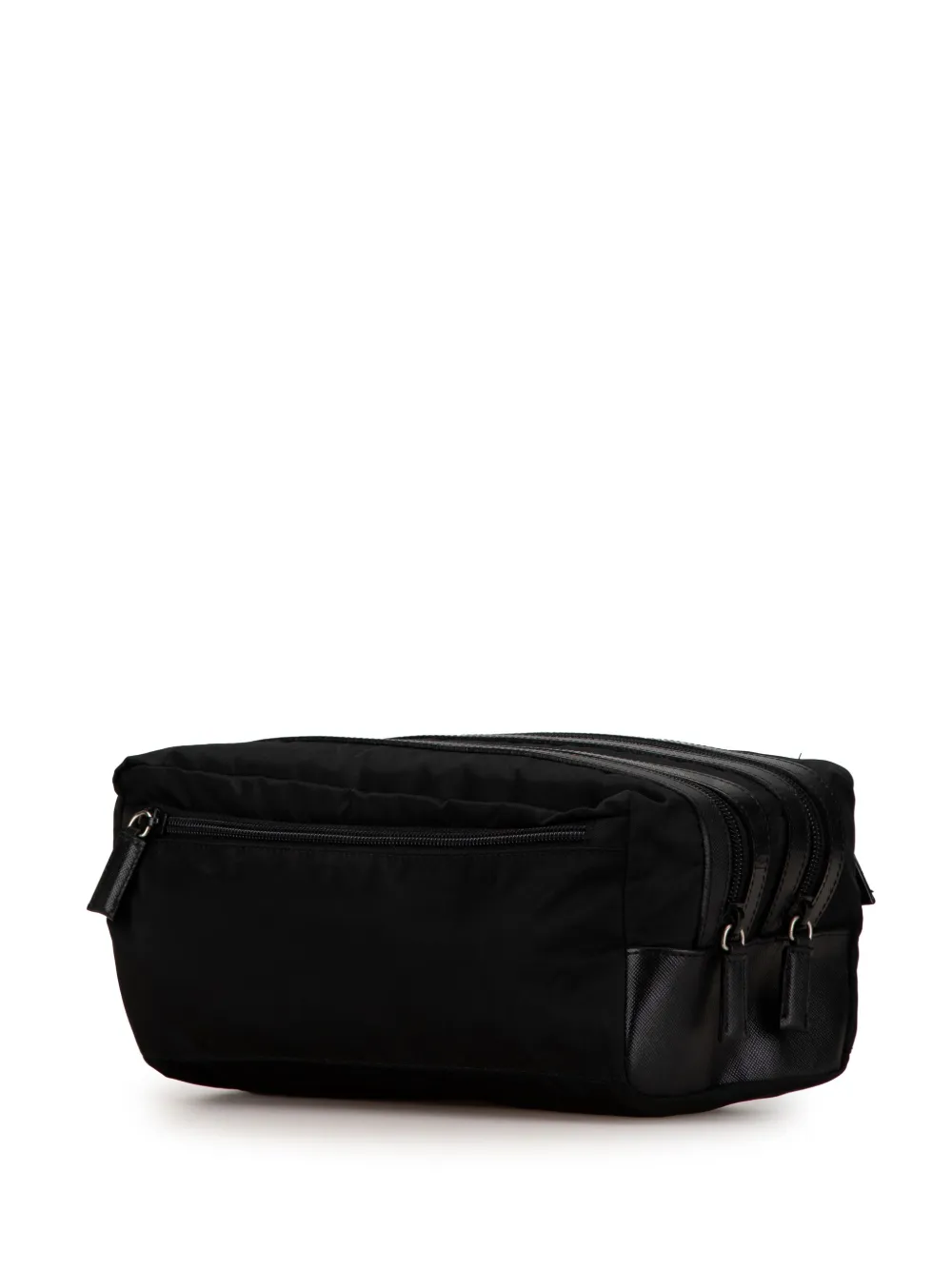 Pre-owned Prada 2000-2013 Tessuto Double Zip Pouch In Black
