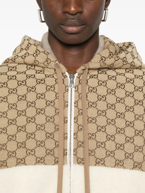 Gucci GG-intarsia Fleece Jacket | Neutrals | FARFETCH