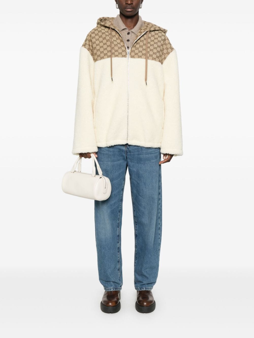 Gucci Fleece jack met GG-intarsia - Beige