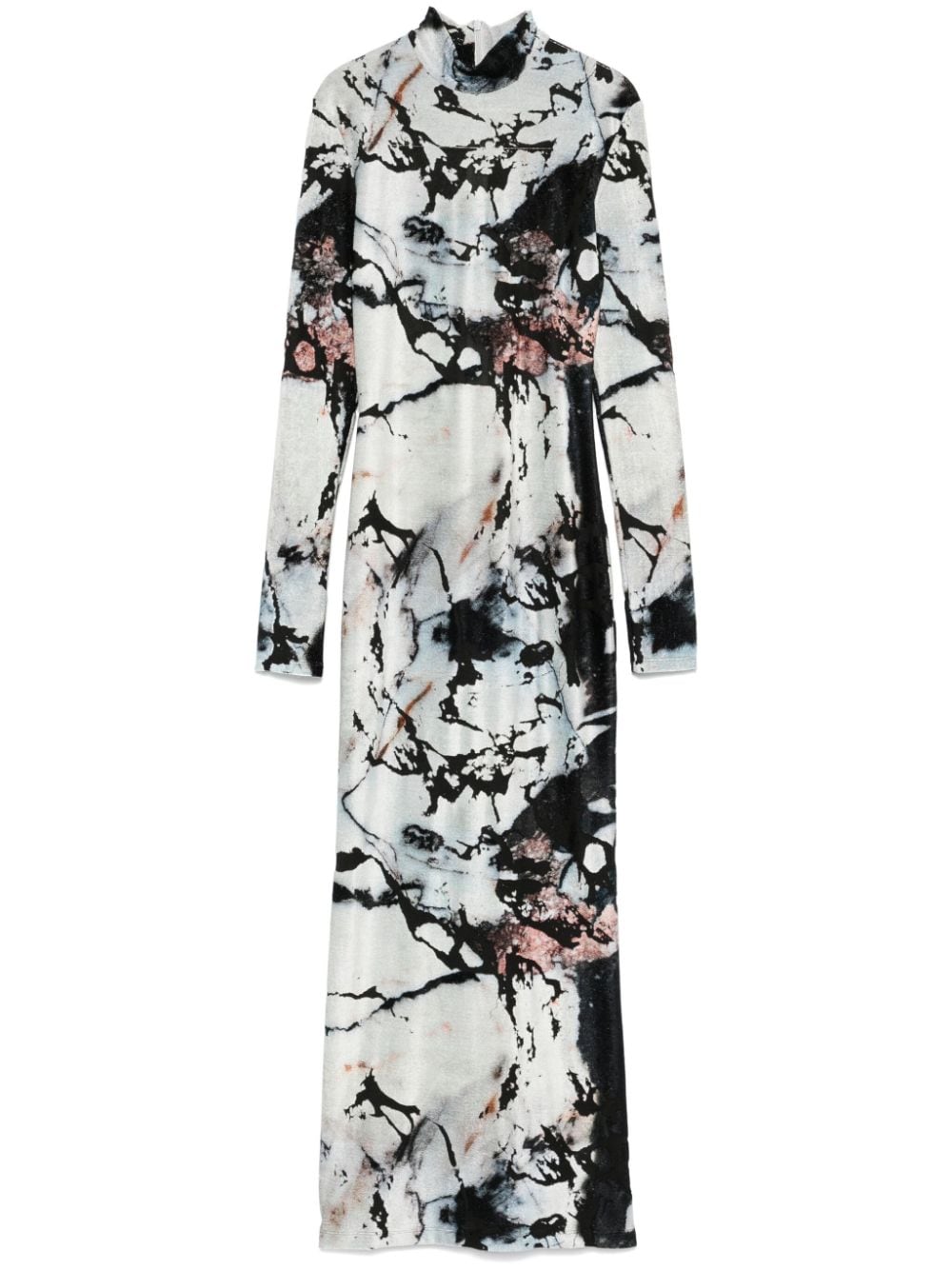 Shop Roberto Cavalli Marble-print Maxi Dress In Schwarz