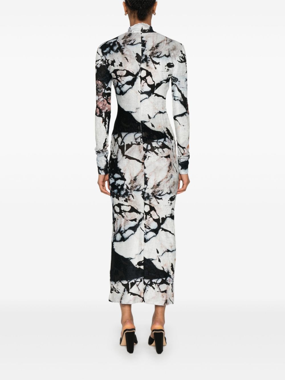 Shop Roberto Cavalli Marble-print Maxi Dress In Schwarz