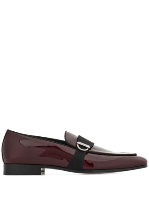 Gancini-plaque patent loafers