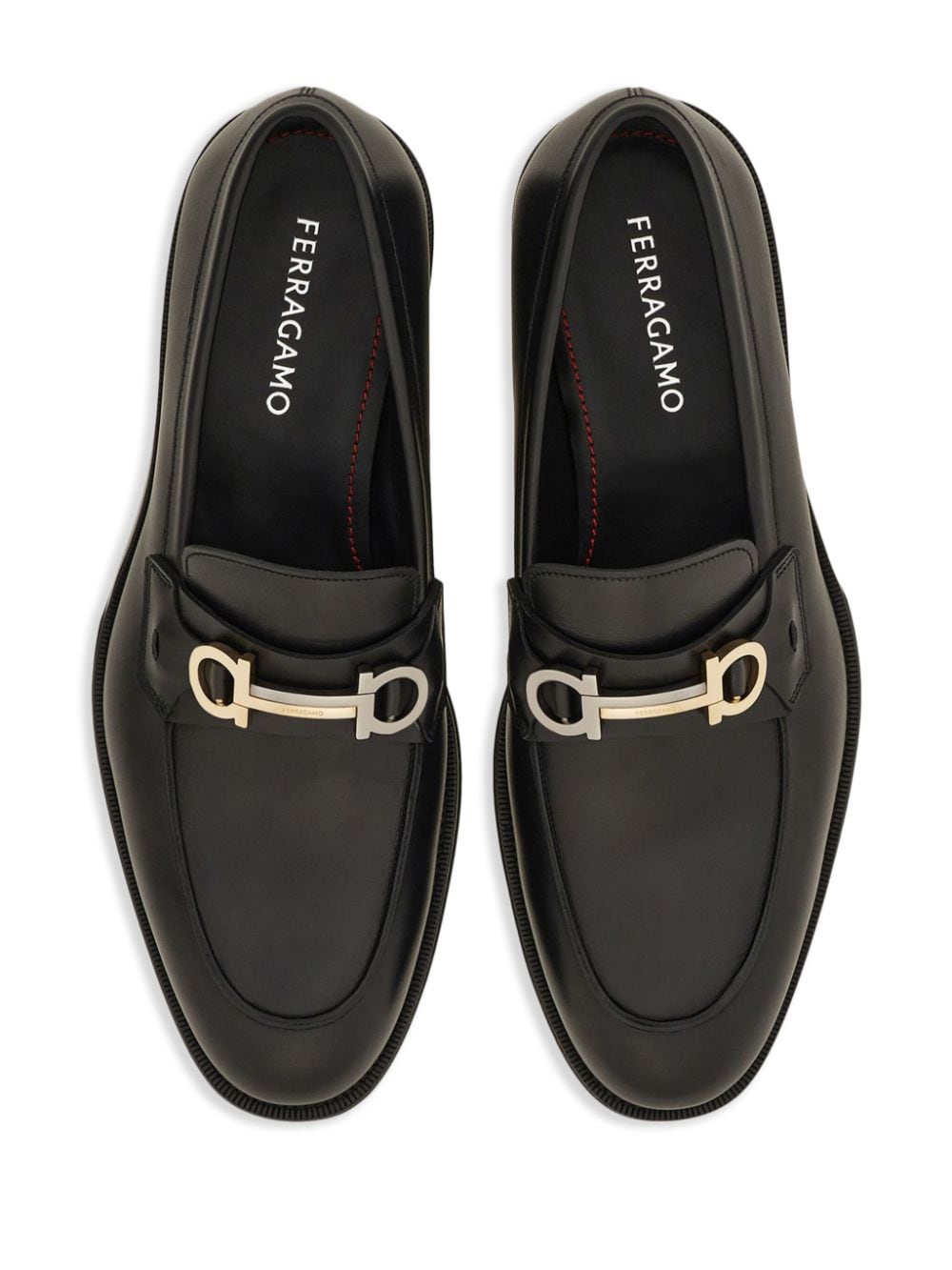 Ferragamo Gancini-plaque leather loafers Black