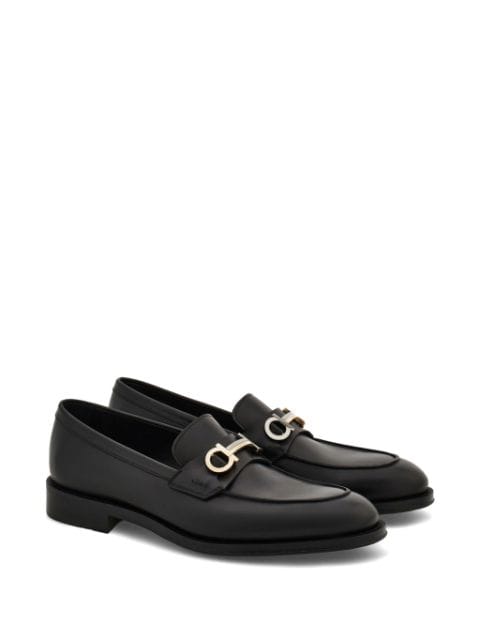 Gancini-plaque leather loafers