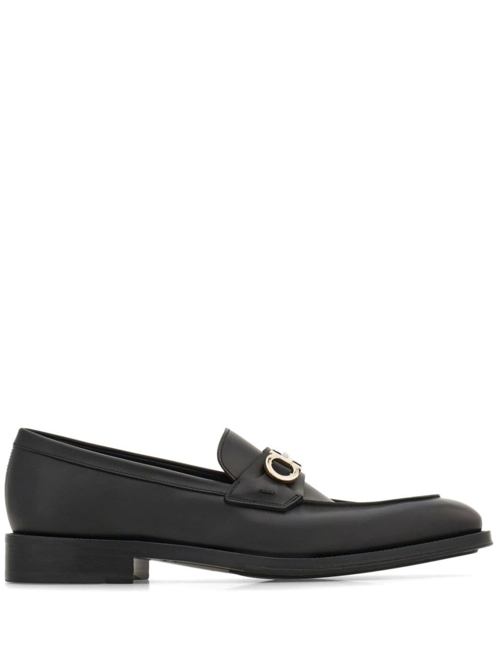 Ferragamo Gancini-plaque leather loafers Black