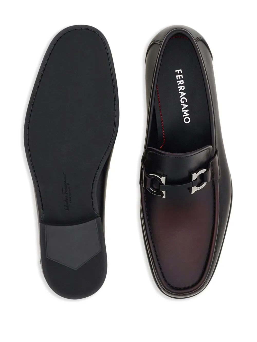 Ferragamo Gancini-plaque loafers Brown