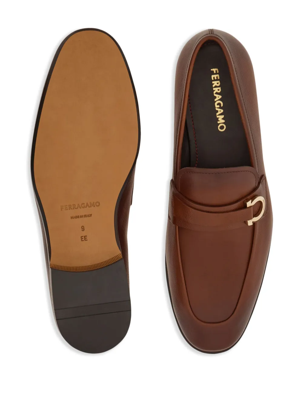 Ferragamo Gancini-plaque loafers Brown