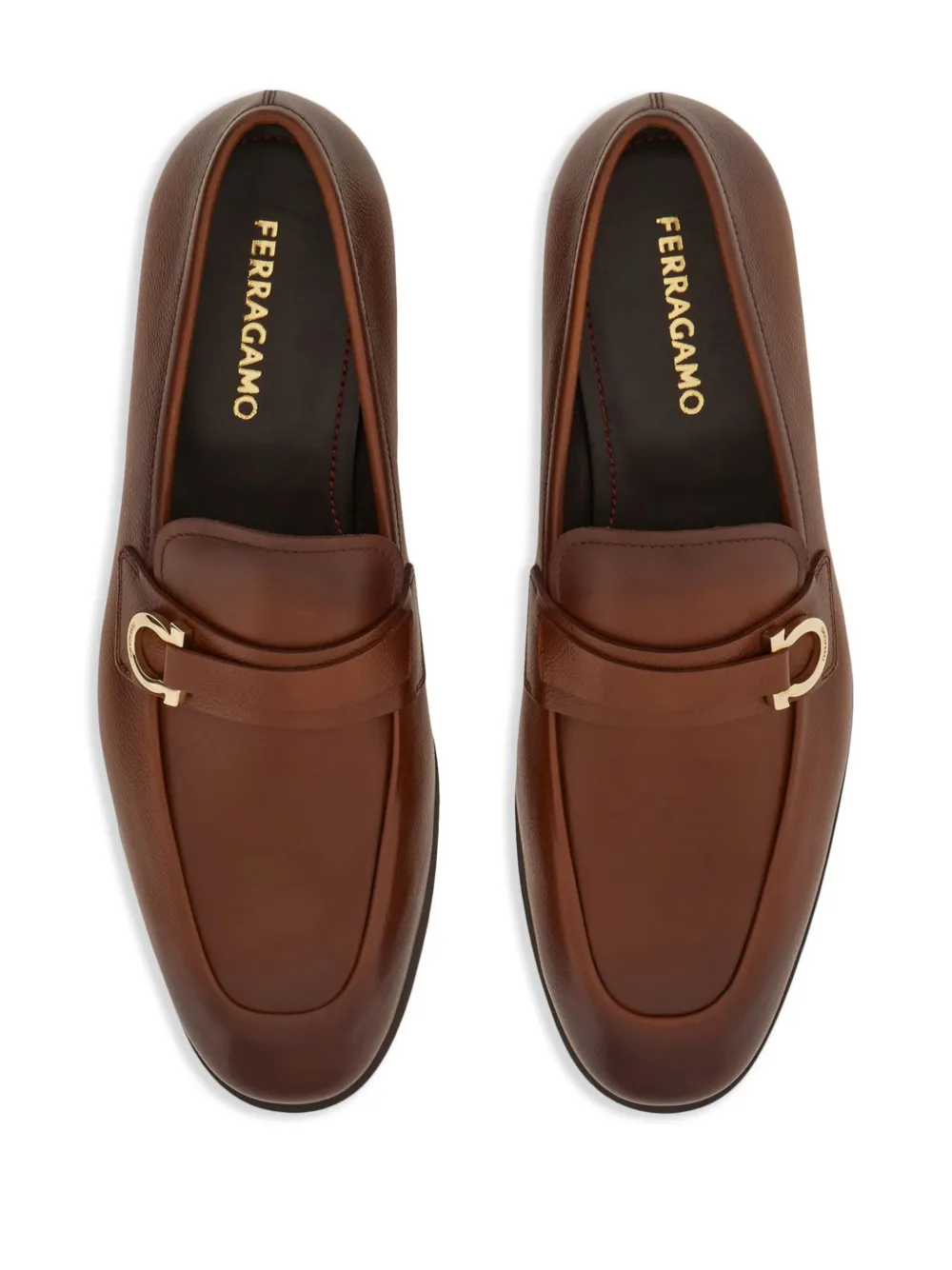 Ferragamo Gancini-plaque loafers Brown