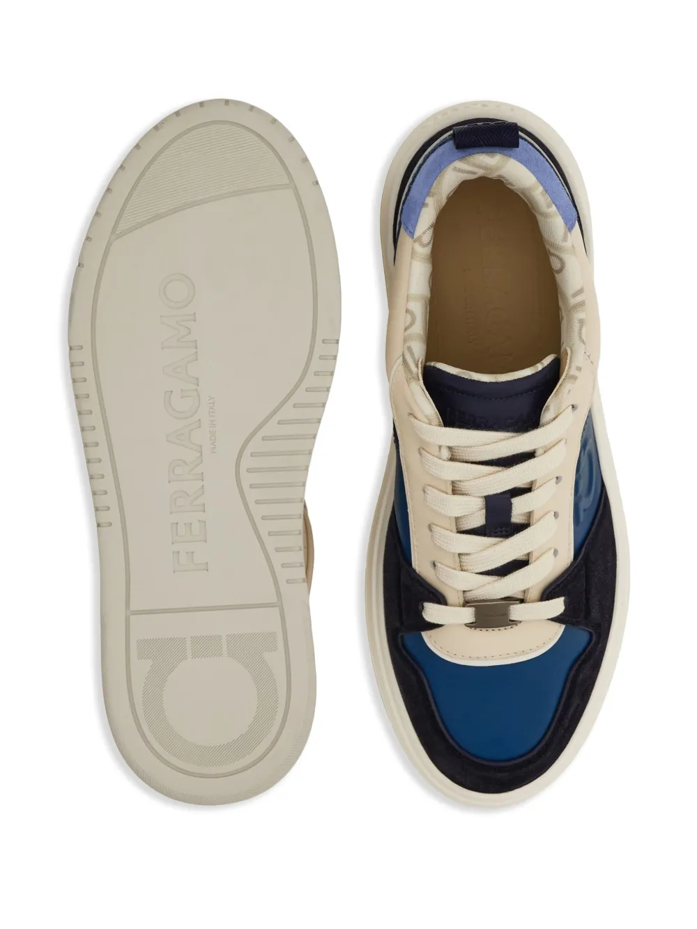 Ferragamo Gancini sneakers Navy blue Teal blue Mascarpone