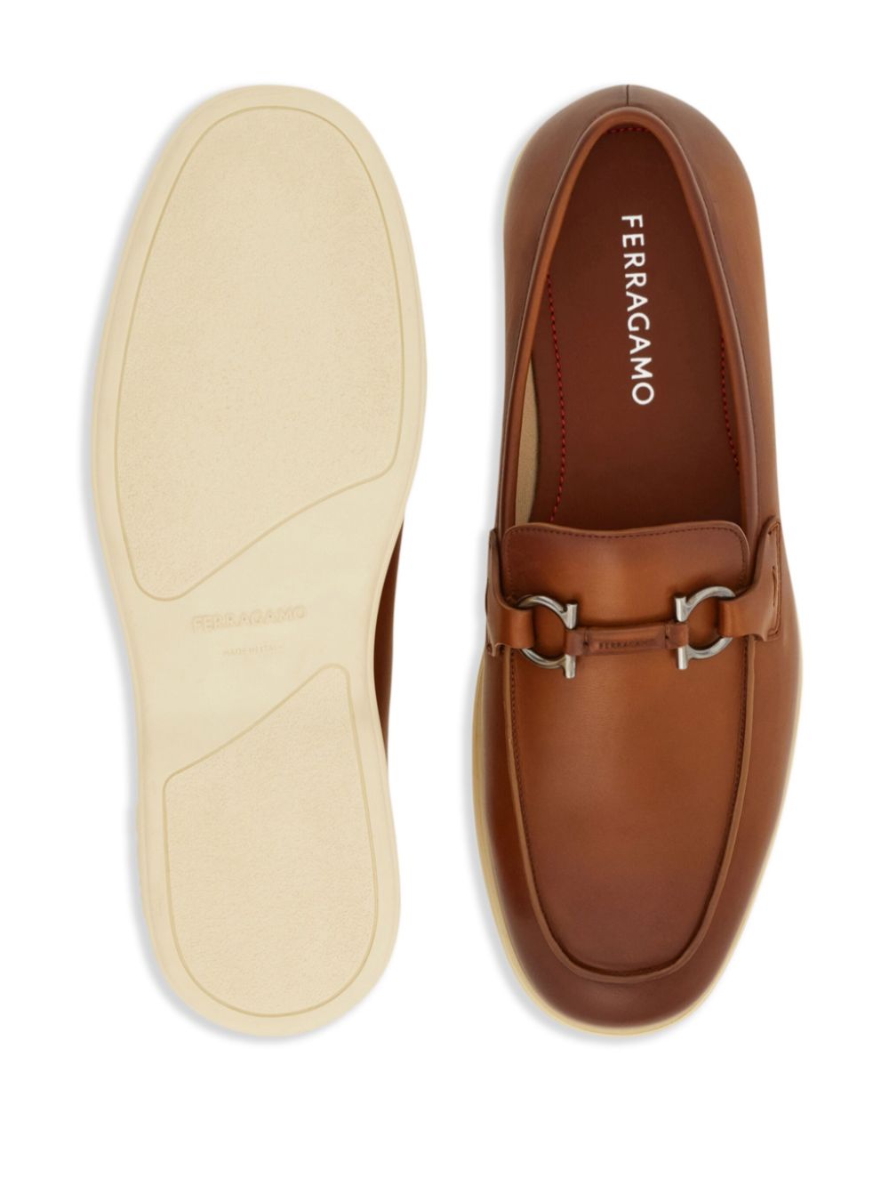 Ferragamo Loafers met Gancini-plakkaat Bruin