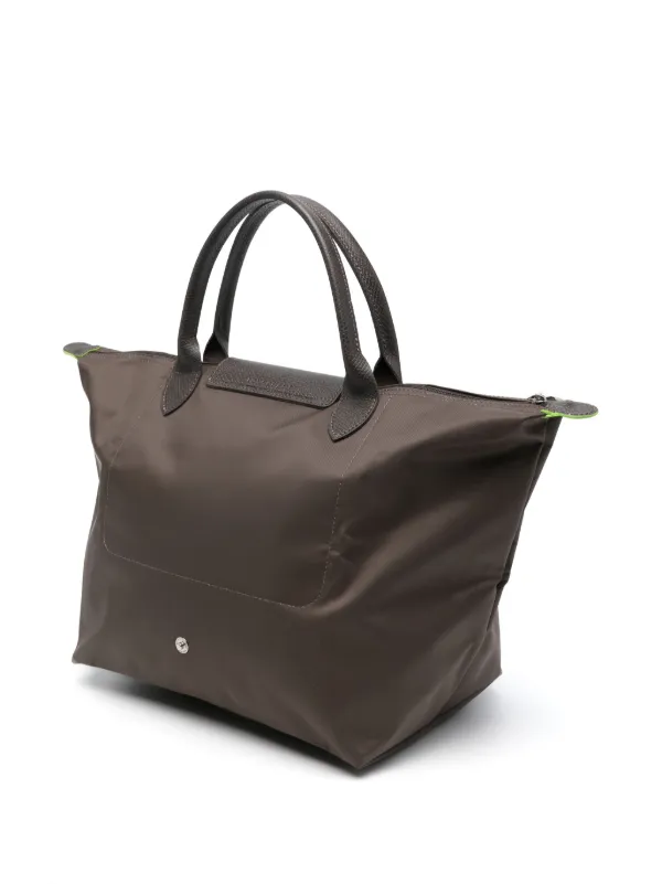 トートバッグ LONGCHAMP Woman Tote bags Green 10307HGK M04 Le Pliage Green M Tote bag Graphite - Recycled canvas