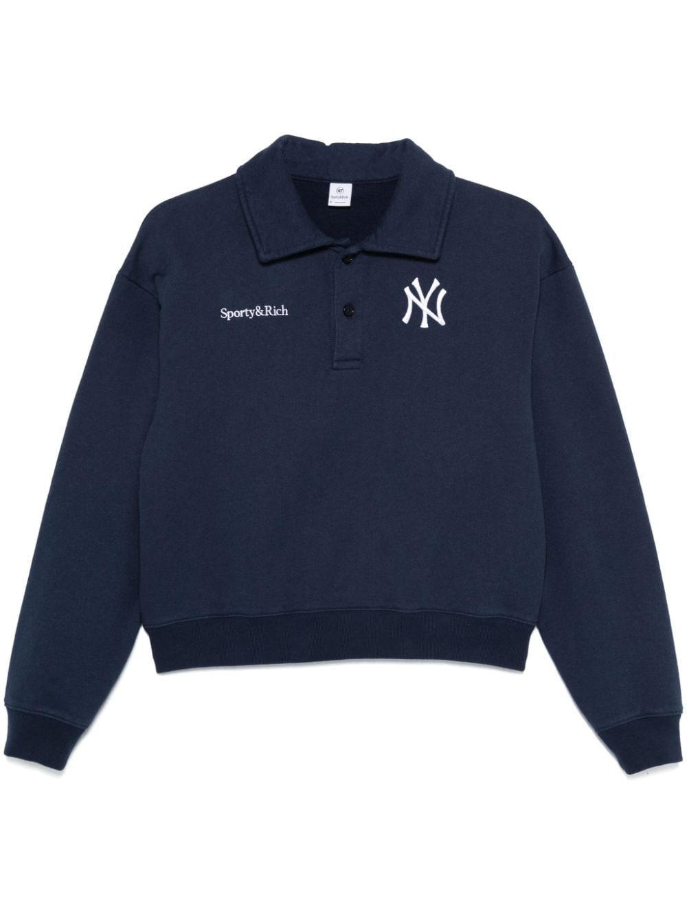 Shop Sporty And Rich Yankees Serif Polo Top In Blue