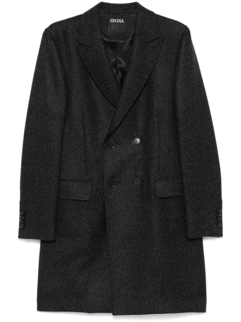 Zegna abrigo con motivo de cuadros mini