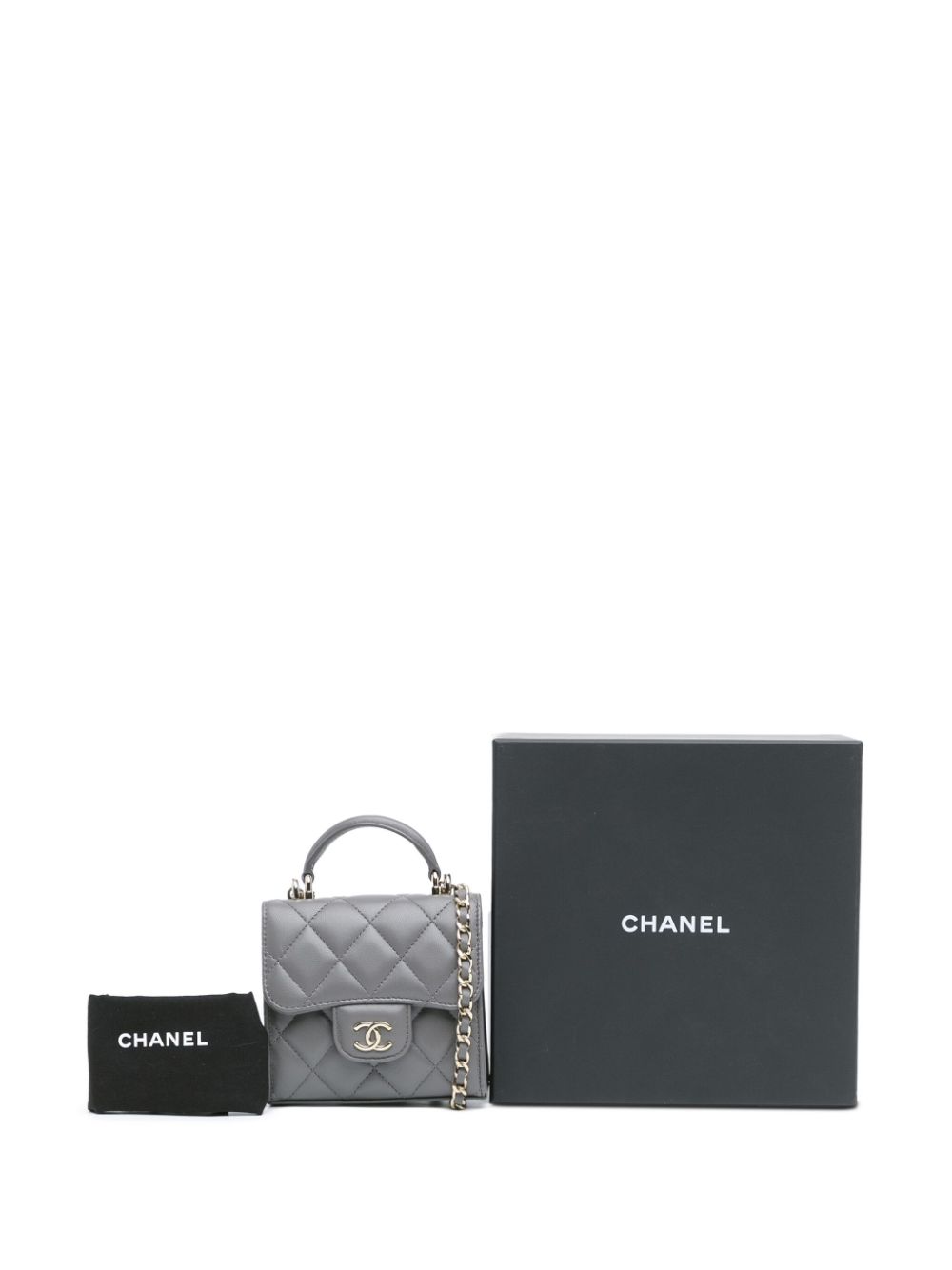 Affordable HOT SALE CHANEL 2021-2024 CC Quilted Lambskin Top Handle Card Holder On Chain crossbody bag Women