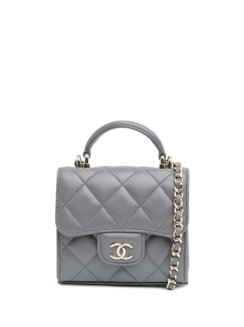 CHANEL 2021-2024 CC Quilted Lambskin Top Handle Card Holder On Chain crossbody bag Women