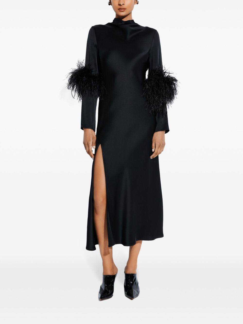 LAPOINTE feather detailing dress - Zwart