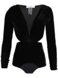 Amir Slama V-neck velvet bodysuit - Black