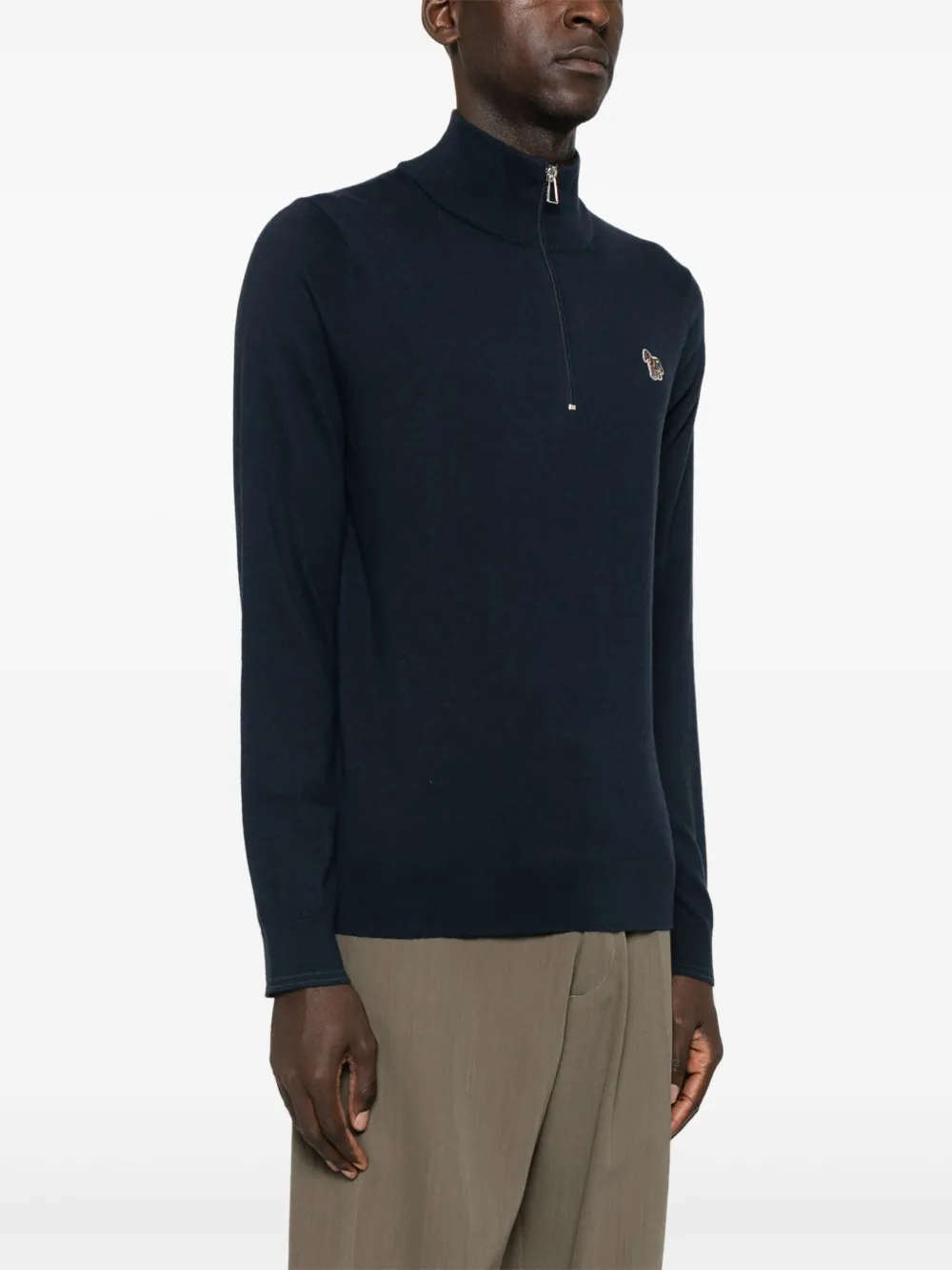 Paul Smith Trui met halve rits en zebralogo Blauw