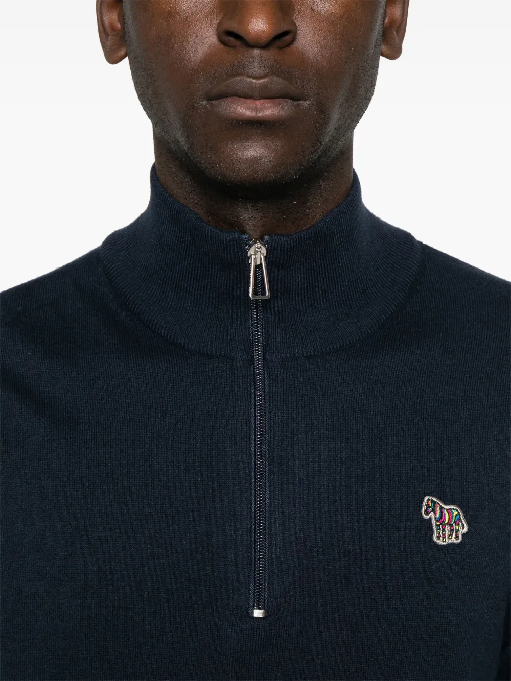 Paul Smith Trui met halve rits en zebralogo Blauw