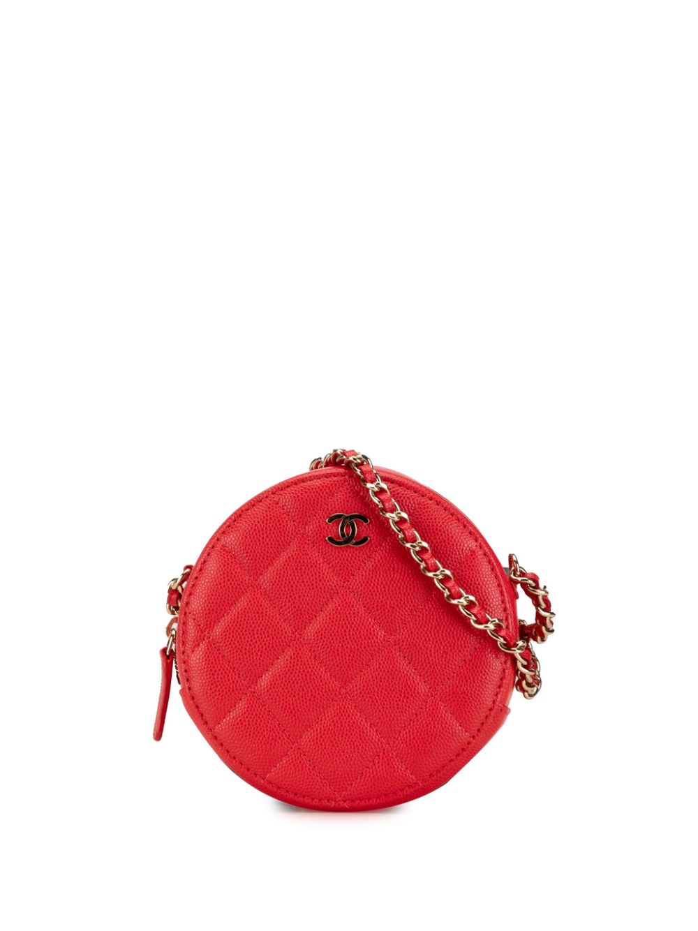 Cheap HOT SALE CHANEL 2019 Quilted Caviar Round Clutch With Chain crossbody bag Women