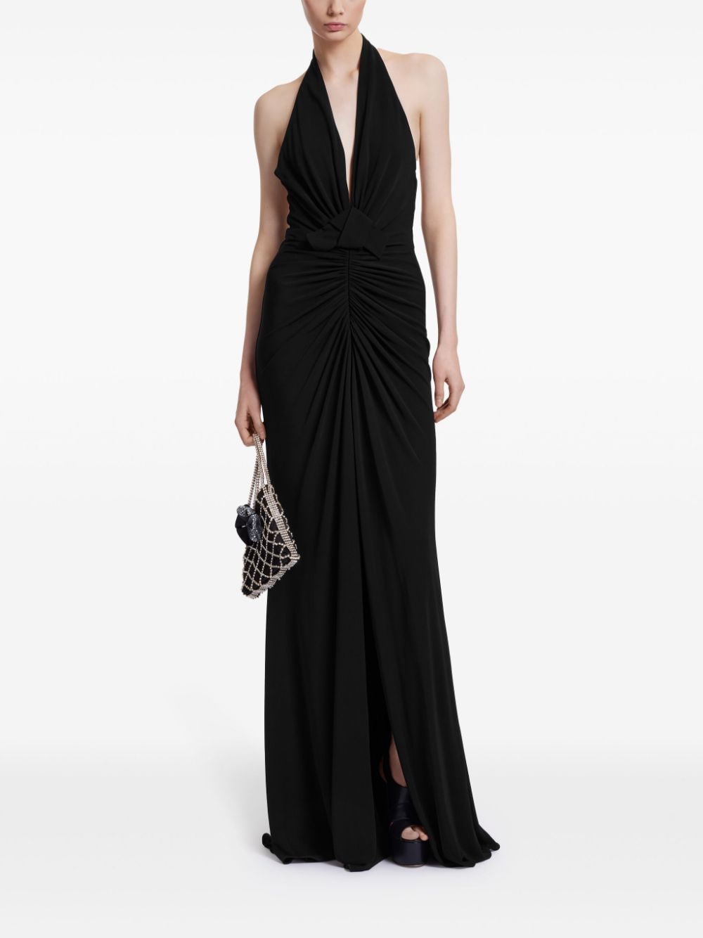 Shop Elie Saab Halterneck Gown In Black