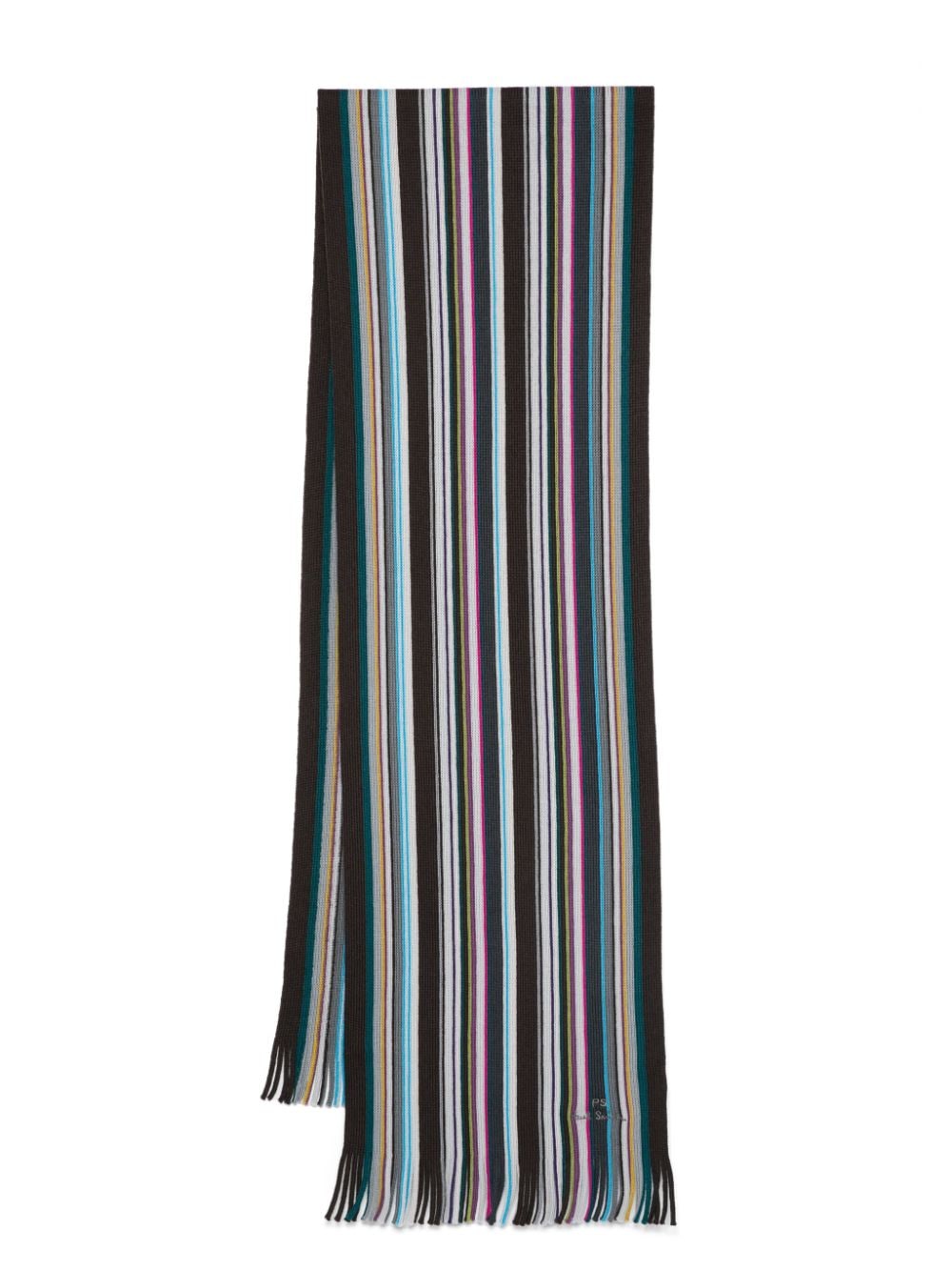 Shop Ps By Paul Smith Striped Scarf In 灰色