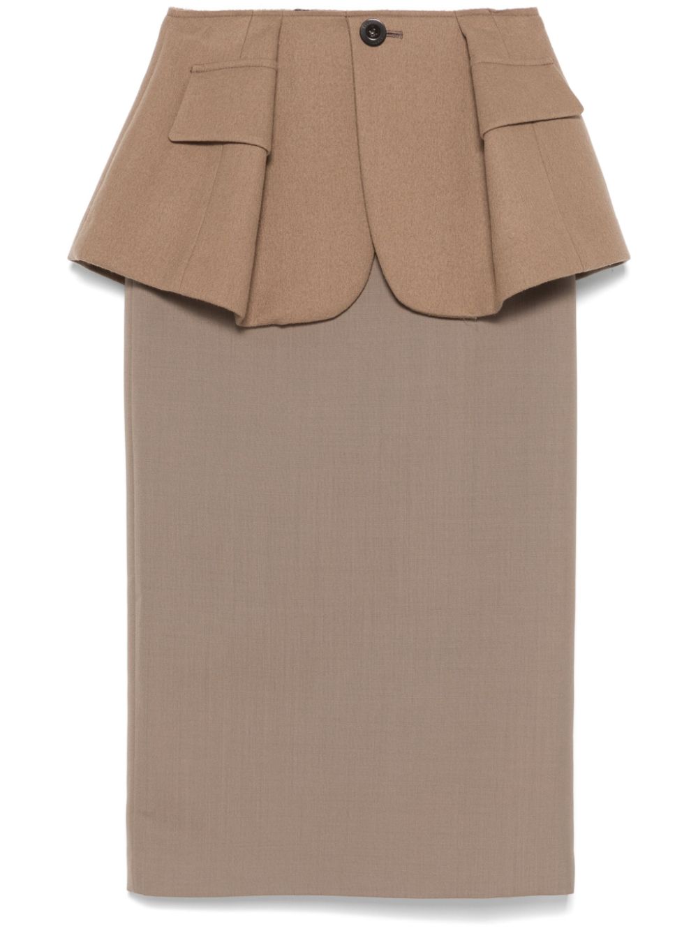 sacai peplum-waist skirt - Brown