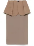 sacai peplum-waist skirt - Brown