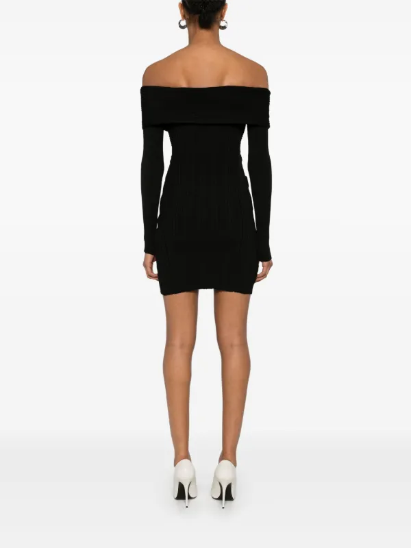 【送料&関税込】self-portrait Black Off Shoulder Knit Mini D Black Off Shoulder Knit Mini Dress – self-portrait-EU
