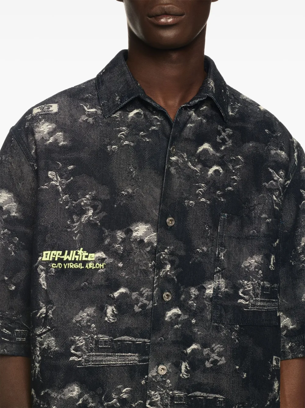 Off-White Fresco bowlingshirt Blauw