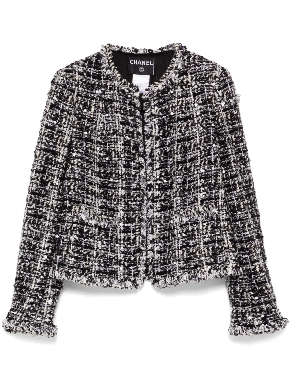 CHANEL Pre-Owned 2003 paillette embellishment tweed Jacket – Black