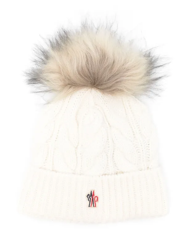 Moncler Grenoble pompom-detail Beanie Hat White FARFETCH PT