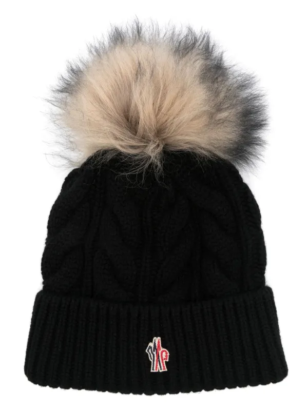 Moncler pom pom hat black on sale