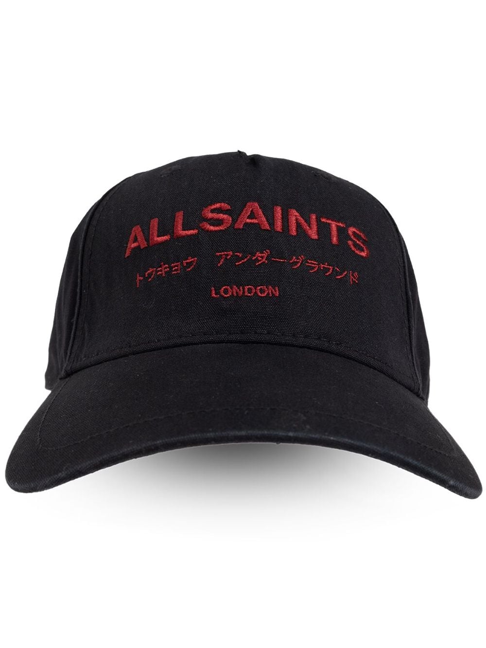 Allsaints Cotton Baseball Cap In Black